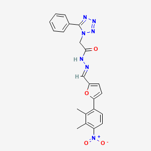 molecular formula C22H19N7O4 B11518660 N'-{(E)-[5-(2,3-dimethyl-4-nitrophenyl)furan-2-yl]methylidene}-2-(5-phenyl-1H-tetrazol-1-yl)acetohydrazide 