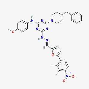 molecular formula C35H36N8O4 B11518670 4-(4-benzylpiperidin-1-yl)-6-[(2E)-2-{[5-(2,3-dimethyl-4-nitrophenyl)furan-2-yl]methylidene}hydrazinyl]-N-(4-methoxyphenyl)-1,3,5-triazin-2-amine 