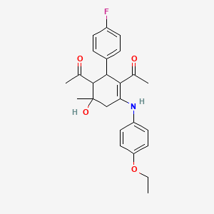 1,1'-{4-[(4-Ethoxyphenyl)amino]-2-(4-fluorophenyl)-6-hydroxy-6-methylcyclohex-3-ene-1,3-diyl}diethanone