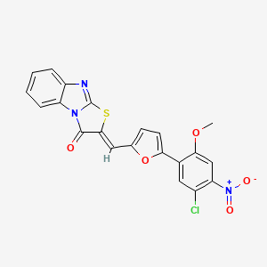 molecular formula C21H12ClN3O5S B11518693 (2Z)-2-{[5-(5-chloro-2-methoxy-4-nitrophenyl)furan-2-yl]methylidene}[1,3]thiazolo[3,2-a]benzimidazol-3(2H)-one 