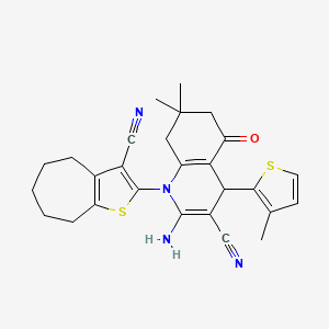 2-amino-1-(3-cyano-5,6,7,8-tetrahydro-4H-cyclohepta[b]thiophen-2-yl)-7,7-dimethyl-4-(3-methylthiophen-2-yl)-5-oxo-1,4,5,6,7,8-hexahydroquinoline-3-carbonitrile