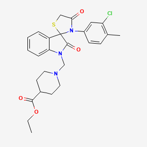 molecular formula C26H28ClN3O4S B11518715 Ethyl 1-{[3'-(3-chloro-4-methylphenyl)-2,4'-dioxo-1,2-dihydrospiro[indole-3,2'-[1,3]thiazolidin]-1-YL]methyl}piperidine-4-carboxylate 