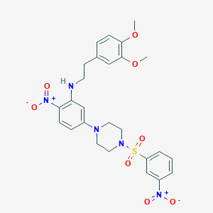 molecular formula C26H29N5O8S B11518739 N-[2-(3,4-dimethoxyphenyl)ethyl]-2-nitro-5-{4-[(3-nitrophenyl)sulfonyl]piperazin-1-yl}aniline 