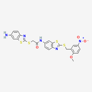 molecular formula C24H19N5O4S4 B11518746 2-[(6-amino-1,3-benzothiazol-2-yl)sulfanyl]-N-{2-[(2-methoxy-5-nitrobenzyl)sulfanyl]-1,3-benzothiazol-6-yl}acetamide 