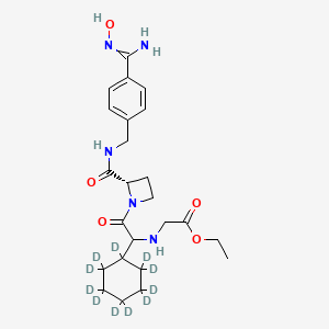 molecular formula C₂₄H₂₄D₁₁N₅O₅ B1151876 ethyl 2-[[2-[(2S)-2-[[4-(N'-hydroxycarbamimidoyl)phenyl]methylcarbamoyl]azetidin-1-yl]-2-oxo-1-(1,2,2,3,3,4,4,5,5,6,6-undecadeuteriocyclohexyl)ethyl]amino]acetate 