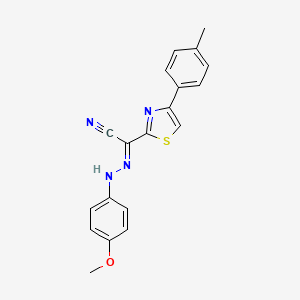 molecular formula C19H16N4OS B11518773 (2E)-[2-(4-methoxyphenyl)hydrazinylidene][4-(4-methylphenyl)-1,3-thiazol-2-yl]ethanenitrile 