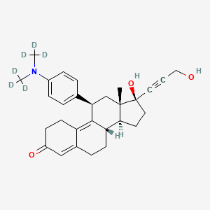 molecular formula C₂₉H₂₉D₆NO₃ B1151878 (8S,11R,13S,14S,17S)-11-[4-[bis(trideuteriomethyl)amino]phenyl]-17-hydroxy-17-(3-hydroxyprop-1-ynyl)-13-methyl-1,2,6,7,8,11,12,14,15,16-decahydrocyclopenta[a]phenanthren-3-one 