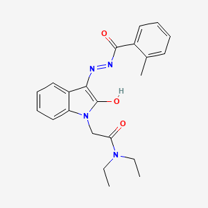 N,N-diethyl-2-[(3E)-3-{2-[(2-methylphenyl)carbonyl]hydrazinylidene}-2-oxo-2,3-dihydro-1H-indol-1-yl]acetamide