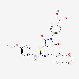 4-[3-({[(1,3-Benzodioxol-5-ylmethyl)amino][(4-ethoxyphenyl)imino]methyl}sulfanyl)-2,5-dioxo-1-pyrrolidinyl]benzoic acid