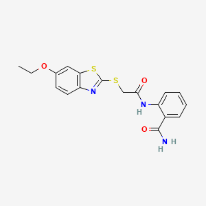 2-({[(6-Ethoxy-1,3-benzothiazol-2-yl)sulfanyl]acetyl}amino)benzamide