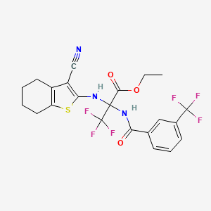 Ethyl 2-[(3-cyano-4,5,6,7-tetrahydro-1-benzothiophen-2-YL)amino]-3,3,3-trifluoro-2-{[3-(trifluoromethyl)phenyl]formamido}propanoate