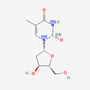 molecular formula C₉¹³CH₁₄¹⁵N₂O₅ B1151889 Thymidine-13C,15N2 