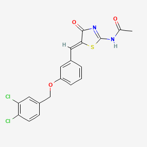 N-[(2E,5Z)-5-{3-[(3,4-dichlorobenzyl)oxy]benzylidene}-4-oxo-1,3-thiazolidin-2-ylidene]acetamide