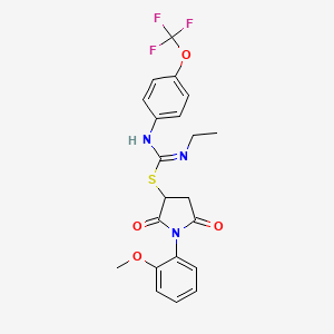 molecular formula C21H20F3N3O4S B11518914 1-(2-methoxyphenyl)-2,5-dioxopyrrolidin-3-yl N-ethyl-N'-[4-(trifluoromethoxy)phenyl]carbamimidothioate 