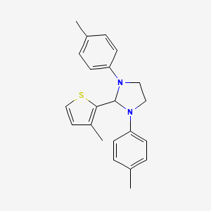 molecular formula C22H24N2S B11518916 1,3-Bis(4-methylphenyl)-2-(3-methylthiophen-2-yl)imidazolidine 