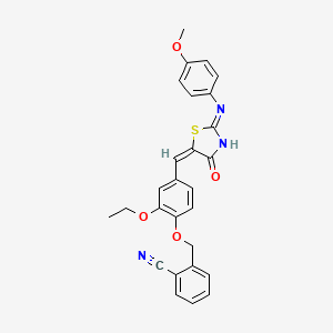 2-({2-ethoxy-4-[(E)-{(2Z)-2-[(4-methoxyphenyl)imino]-4-oxo-1,3-thiazolidin-5-ylidene}methyl]phenoxy}methyl)benzonitrile