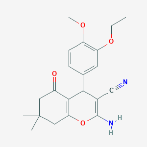 molecular formula C21H24N2O4 B11518934 2-amino-4-(3-ethoxy-4-methoxyphenyl)-7,7-dimethyl-5-oxo-5,6,7,8-tetrahydro-4H-chromene-3-carbonitrile 