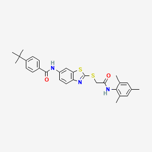 4-tert-butyl-N-[2-[2-oxo-2-(2,4,6-trimethylanilino)ethyl]sulfanyl-1,3-benzothiazol-6-yl]benzamide