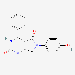 molecular formula C19H17N3O3 B11518958 6-(4-hydroxyphenyl)-1-methyl-4-phenyl-3,4,6,7-tetrahydro-1H-pyrrolo[3,4-d]pyrimidine-2,5-dione 