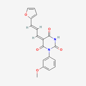 molecular formula C18H14N2O5 B11518991 (5E)-5-[(2E)-3-(furan-2-yl)prop-2-en-1-ylidene]-1-(3-methoxyphenyl)pyrimidine-2,4,6(1H,3H,5H)-trione 