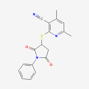 2-[(2,5-Dioxo-1-phenylpyrrolidin-3-yl)sulfanyl]-4,6-dimethylpyridine-3-carbonitrile