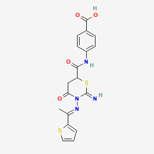 4-{[(2-imino-4-oxo-3-{[(1E)-1-(thiophen-2-yl)ethylidene]amino}-1,3-thiazinan-6-yl)carbonyl]amino}benzoic acid