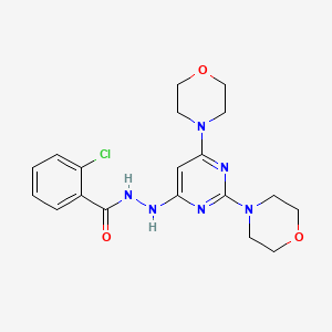 molecular formula C19H23ClN6O3 B11519092 2-chloro-N'-[2,6-di(morpholin-4-yl)pyrimidin-4-yl]benzohydrazide 