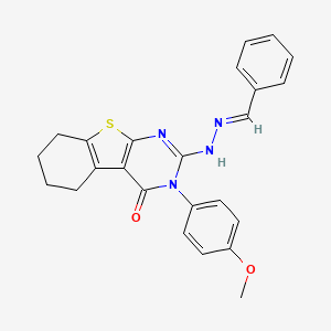 molecular formula C24H22N4O2S B11519108 2-[(2E)-2-benzylidenehydrazinyl]-3-(4-methoxyphenyl)-5,6,7,8-tetrahydro[1]benzothieno[2,3-d]pyrimidin-4(3H)-one 