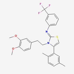 N-[(2Z)-3-[2-(3,4-dimethoxyphenyl)ethyl]-4-(2,5-dimethylphenyl)-1,3-thiazol-2(3H)-ylidene]-3-(trifluoromethyl)aniline