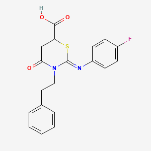 (2Z)-2-[(4-fluorophenyl)imino]-4-oxo-3-(2-phenylethyl)-1,3-thiazinane-6-carboxylic acid