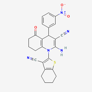 2-Amino-1-(3-cyano-4,5,6,7-tetrahydro-1-benzothiophen-2-yl)-4-(3-nitrophenyl)-5-oxo-1,4,5,6,7,8-hexahydroquinoline-3-carbonitrile