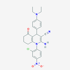 2-Amino-1-(2-chloro-4-nitrophenyl)-4-[4-(diethylamino)phenyl]-5-oxo-1,4,5,6,7,8-hexahydroquinoline-3-carbonitrile