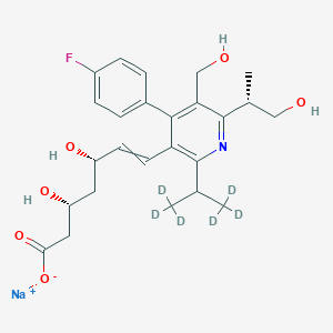molecular formula C₂₅H₂₅D₆FNNaO₆ B1151921 sodium;(3R,5S)-7-[4-(4-fluorophenyl)-2-(1,1,1,3,3,3-hexadeuteriopropan-2-yl)-5-(hydroxymethyl)-6-[(2S)-1-hydroxypropan-2-yl]pyridin-3-yl]-3,5-dihydroxyhept-6-enoate 