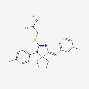 ({(4Z)-1-(4-methylphenyl)-4-[(3-methylphenyl)imino]-1,3-diazaspiro[4.4]non-2-en-2-yl}sulfanyl)acetic acid