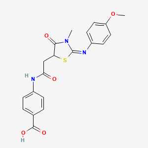 4-[({(2E)-2-[(4-methoxyphenyl)imino]-3-methyl-4-oxo-1,3-thiazolidin-5-yl}acetyl)amino]benzoic acid