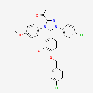 1-[5-{4-[(4-chlorobenzyl)oxy]-3-methoxyphenyl}-1-(4-chlorophenyl)-4-(4-methoxyphenyl)-4,5-dihydro-1H-1,2,4-triazol-3-yl]ethanone