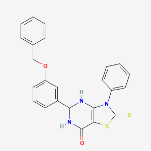 molecular formula C24H19N3O2S2 B11519266 5-[3-(benzyloxy)phenyl]-3-phenyl-2-thioxo-2,3,5,6-tetrahydro[1,3]thiazolo[4,5-d]pyrimidin-7(4H)-one 