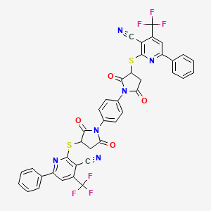 2,2'-{Benzene-1,4-diylbis[(2,5-dioxopyrrolidine-1,3-diyl)sulfanediyl]}bis[6-phenyl-4-(trifluoromethyl)pyridine-3-carbonitrile]