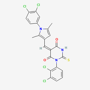 (5E)-1-(2,3-dichlorophenyl)-5-{[1-(3,4-dichlorophenyl)-2,5-dimethyl-1H-pyrrol-3-yl]methylidene}-2-thioxodihydropyrimidine-4,6(1H,5H)-dione