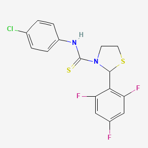 N-(4-chlorophenyl)-2-(2,4,6-trifluorophenyl)-1,3-thiazolidine-3-carbothioamide