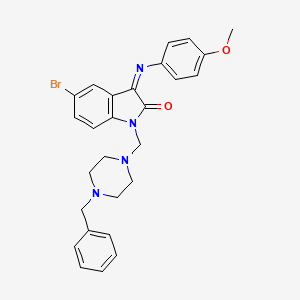 (3Z)-1-[(4-benzylpiperazin-1-yl)methyl]-5-bromo-3-[(4-methoxyphenyl)imino]-1,3-dihydro-2H-indol-2-one