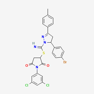 1-(3,5-dichlorophenyl)-2,5-dioxopyrrolidin-3-yl 5-(4-bromophenyl)-3-(4-methylphenyl)-4,5-dihydro-1H-pyrazole-1-carbimidothioate