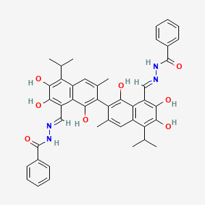 N',N''-{(1,1',6,6',7,7'-Hexahydroxy-5,5'-diisopropyl-3,3'-dimethyl-2,2'-binaphthalene-8,8'-diyl)DI[(E)methylylidene]}dibenzohydrazide