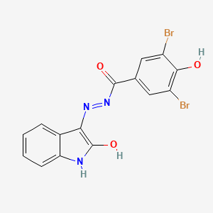 3,5-dibromo-4-hydroxy-N'-[(3Z)-2-oxo-1,2-dihydro-3H-indol-3-ylidene]benzohydrazide