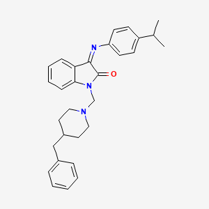 (3Z)-1-[(4-benzylpiperidin-1-yl)methyl]-3-{[4-(propan-2-yl)phenyl]imino}-1,3-dihydro-2H-indol-2-one