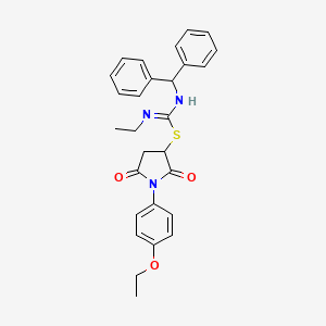 1-(4-ethoxyphenyl)-2,5-dioxopyrrolidin-3-yl N'-(diphenylmethyl)-N-ethylcarbamimidothioate