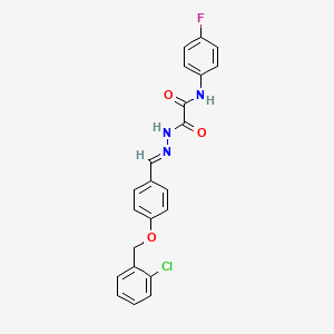 molecular formula C22H17ClFN3O3 B11519462 2-[(2E)-2-{4-[(2-chlorobenzyl)oxy]benzylidene}hydrazinyl]-N-(4-fluorophenyl)-2-oxoacetamide 