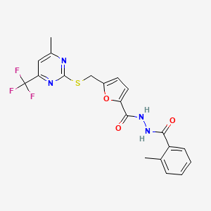 N'-[(2-methylphenyl)carbonyl]-5-({[4-methyl-6-(trifluoromethyl)pyrimidin-2-yl]sulfanyl}methyl)furan-2-carbohydrazide