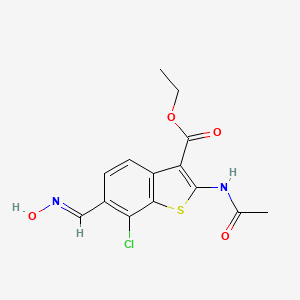 molecular formula C14H13ClN2O4S B11519500 ethyl 2-(acetylamino)-7-chloro-6-[(E)-(hydroxyimino)methyl]-1-benzothiophene-3-carboxylate 