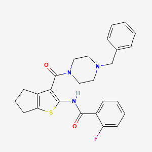 N-{3-[(4-benzylpiperazin-1-yl)carbonyl]-5,6-dihydro-4H-cyclopenta[b]thiophen-2-yl}-2-fluorobenzamide